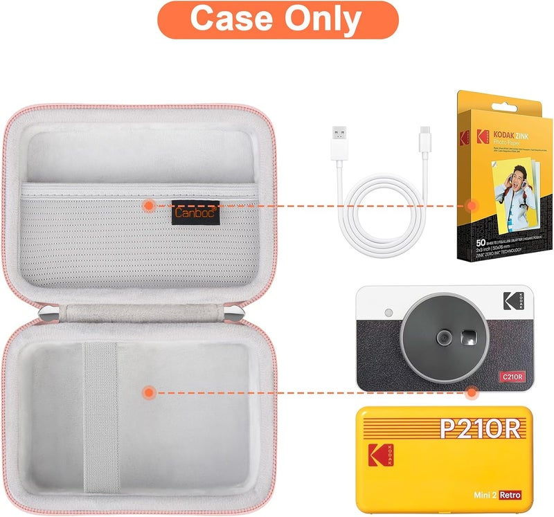 Canboc Carrying Case for KODAK Mini 2 Retro 4PASS Portable Photo Printer/KODAK Mini Shot 2 Retro 4PASS 2-in-1 Instant Digital Camera, Mesh Bag fits Photo Paper and Cable, Rose Gold - Image 2